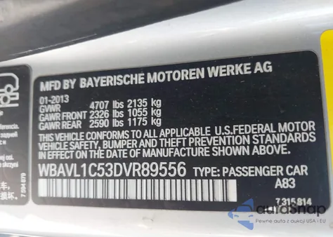 2013 BMW X1 xDrive28I from USA, damaged, VIN WBAVL1C53DVR89556